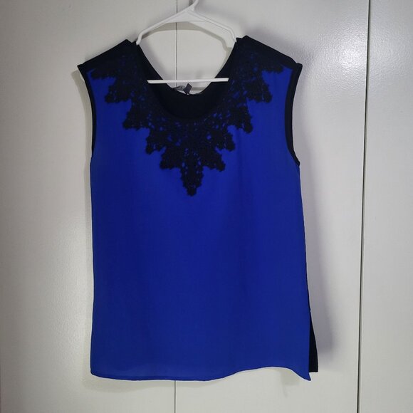 Brixon Ivy Shirt Womens Medium Royal Blue Black Sleeveless Round Neck - Picture 2 of 9